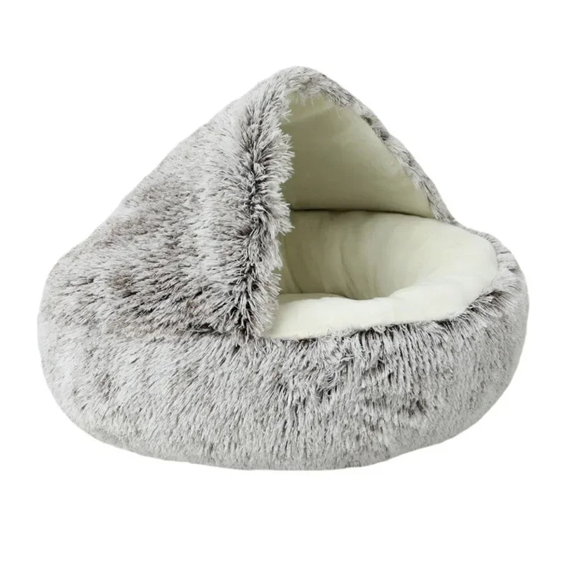 EMESA HOME Semi-Enclosed Plush Pet Nest – Cozy Shell Bed for Cats & Small Dogs, Ideal for Autumn & Winter