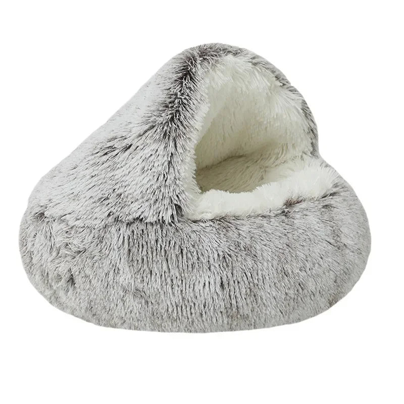 EMESA HOME Semi-Enclosed Plush Pet Nest – Cozy Shell Bed for Cats & Small Dogs, Ideal for Autumn & Winter