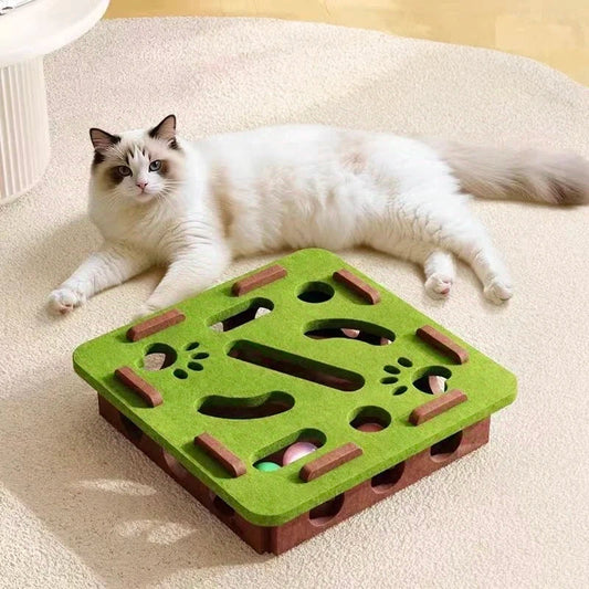 Cat Puzzle Maze Toy with Bell Ball - Interactive Fun Box