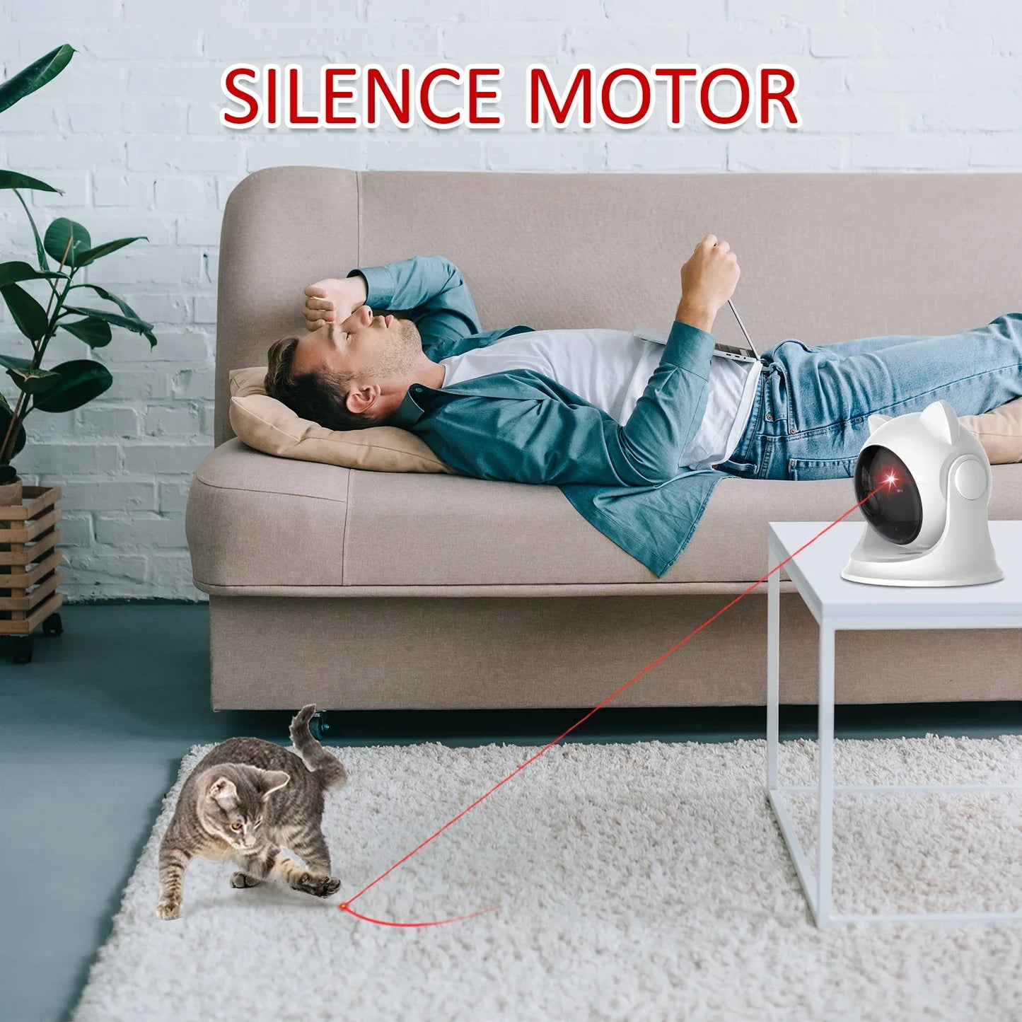 Automatic Rechargeable Cat Laser Toy: Interactive Motion-Activated Indoor Pet Toy with Slow & Fast Modes
