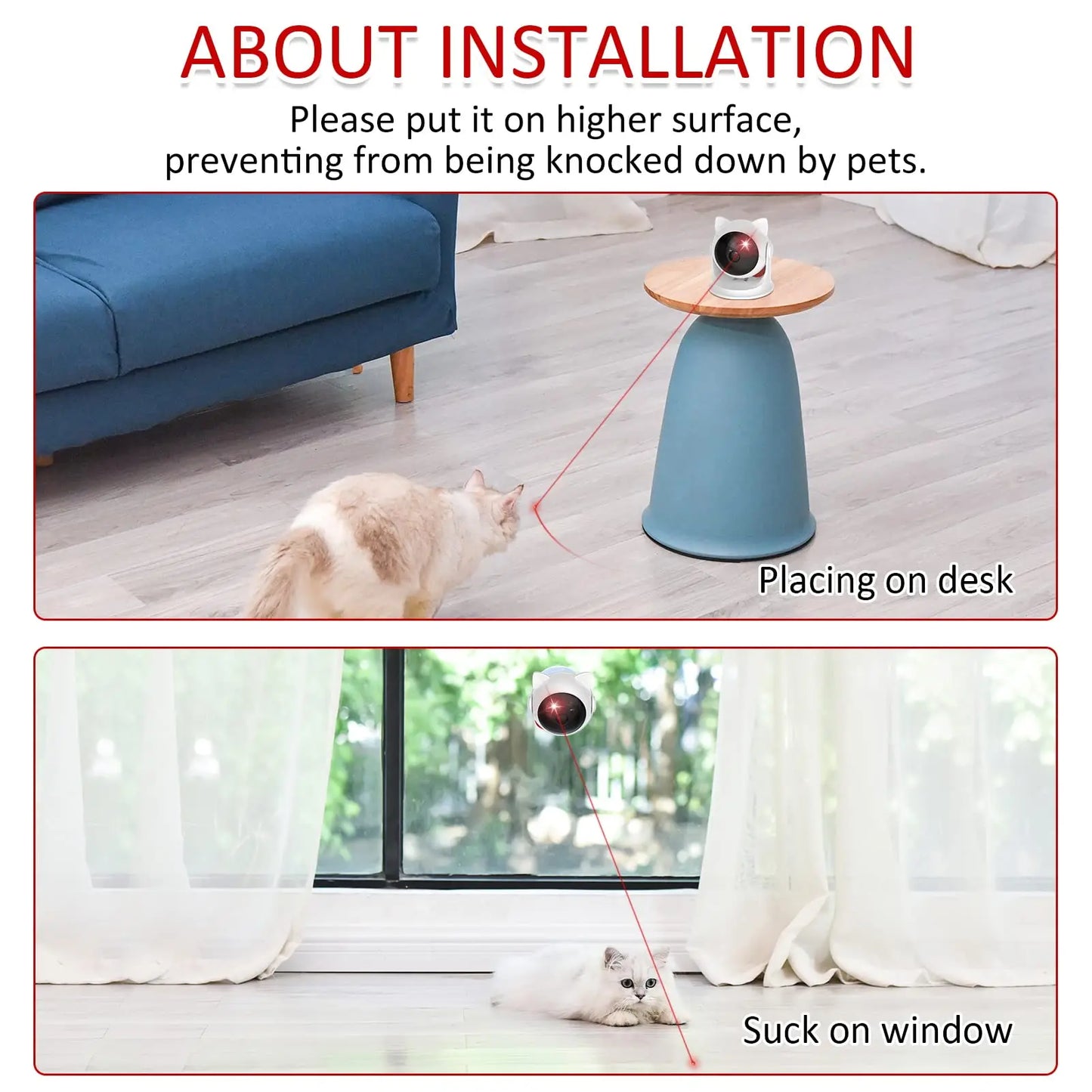 Automatic Rechargeable Cat Laser Toy: Interactive Motion-Activated Indoor Pet Toy with Slow & Fast Modes