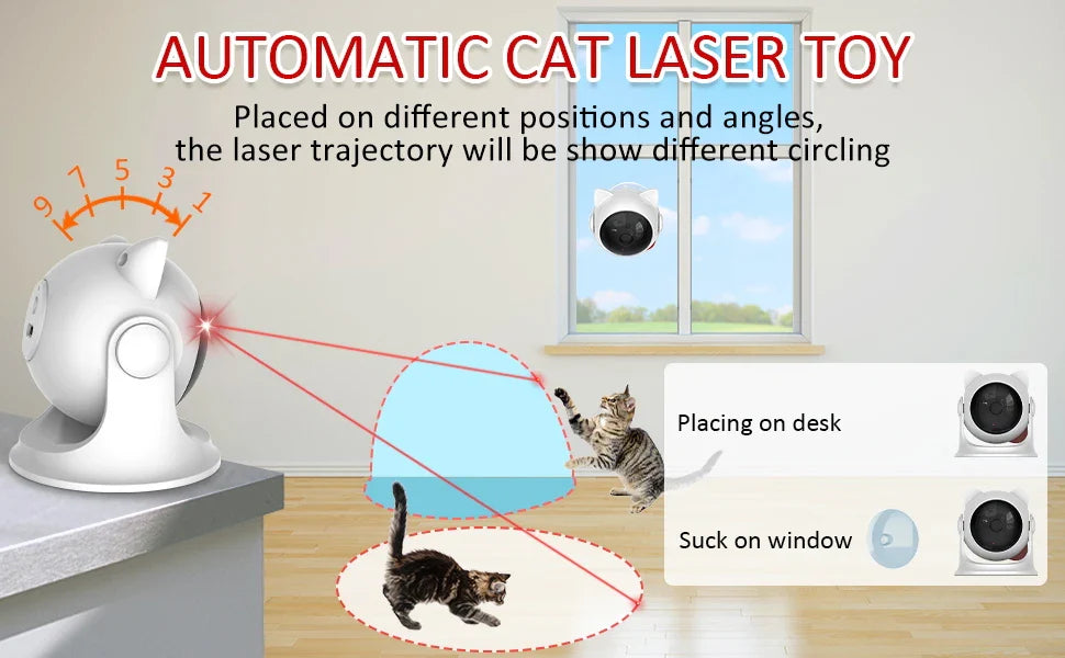 Automatic Rechargeable Cat Laser Toy: Interactive Motion-Activated Indoor Pet Toy with Slow & Fast Modes