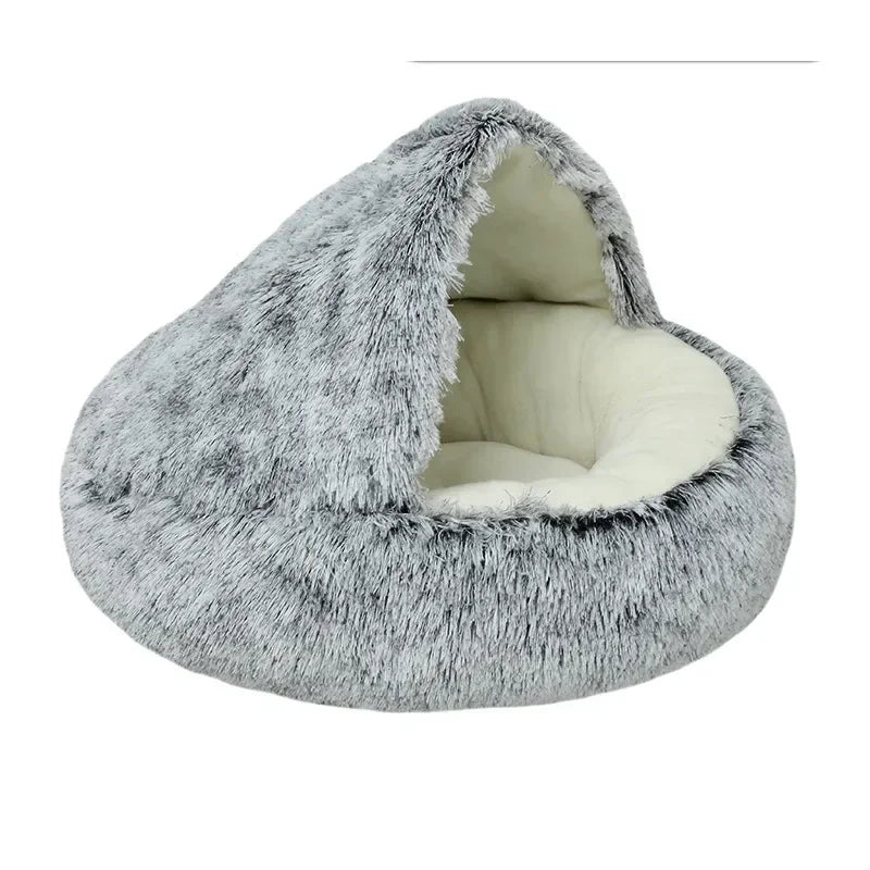EMESA HOME Semi-Enclosed Plush Pet Nest – Cozy Shell Bed for Cats & Small Dogs, Ideal for Autumn & Winter