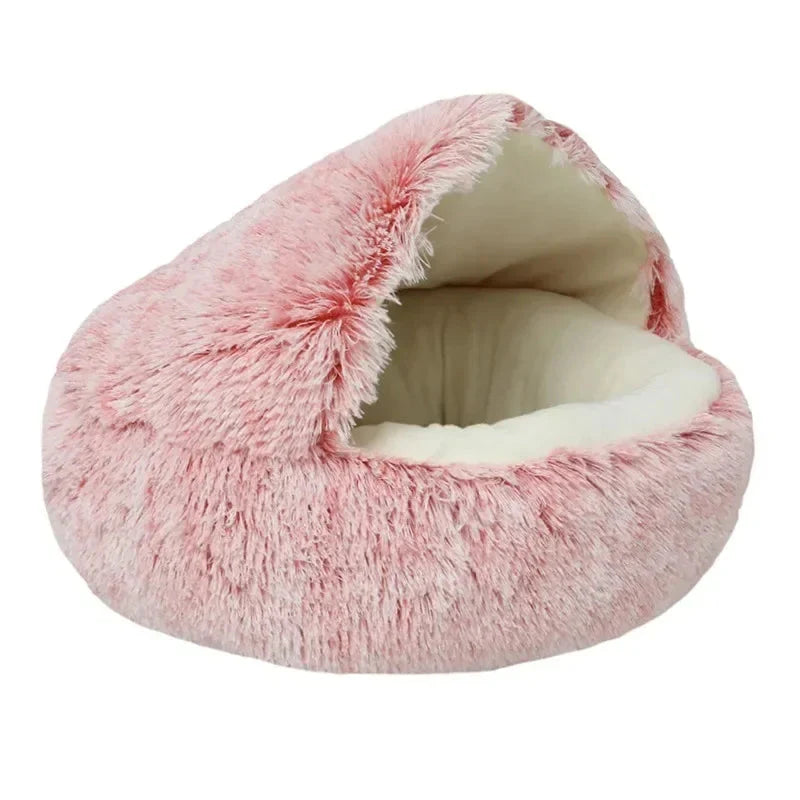 EMESA HOME Semi-Enclosed Plush Pet Nest – Cozy Shell Bed for Cats & Small Dogs, Ideal for Autumn & Winter
