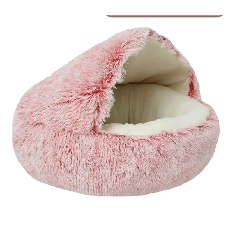 EMESA HOME Semi-Enclosed Plush Pet Nest – Cozy Shell Bed for Cats & Small Dogs, Ideal for Autumn & Winter