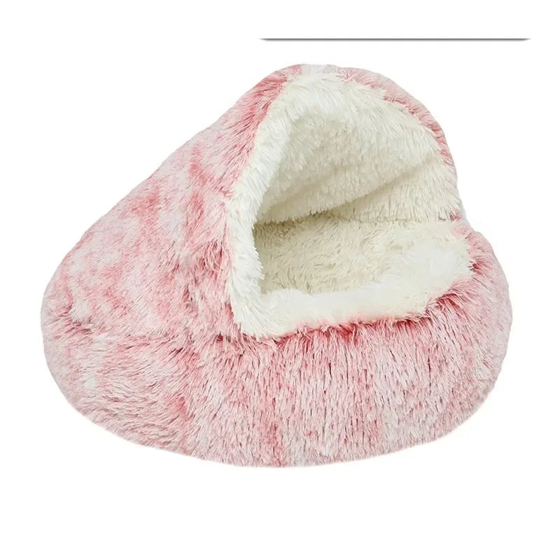 EMESA HOME Semi-Enclosed Plush Pet Nest – Cozy Shell Bed for Cats & Small Dogs, Ideal for Autumn & Winter