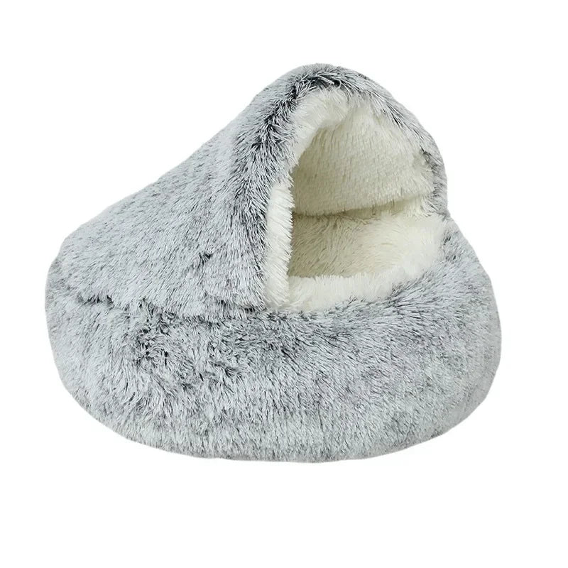 EMESA HOME Semi-Enclosed Plush Pet Nest – Cozy Shell Bed for Cats & Small Dogs, Ideal for Autumn & Winter