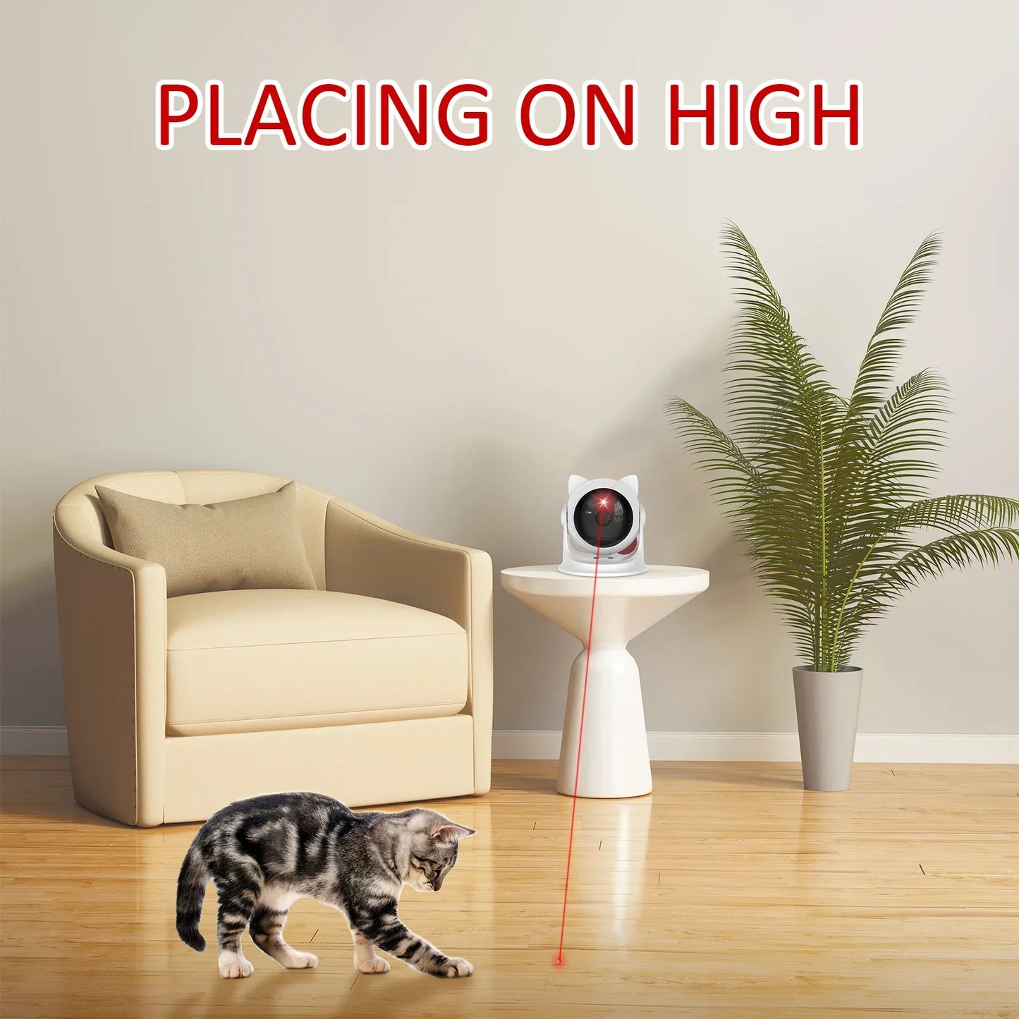 Automatic Rechargeable Cat Laser Toy: Interactive Motion-Activated Indoor Pet Toy with Slow & Fast Modes