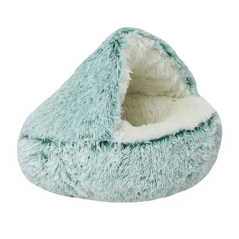EMESA HOME Semi-Enclosed Plush Pet Nest – Cozy Shell Bed for Cats & Small Dogs, Ideal for Autumn & Winter