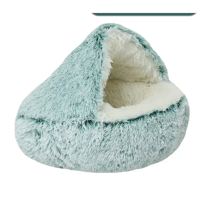 EMESA HOME Semi-Enclosed Plush Pet Nest – Cozy Shell Bed for Cats & Small Dogs, Ideal for Autumn & Winter