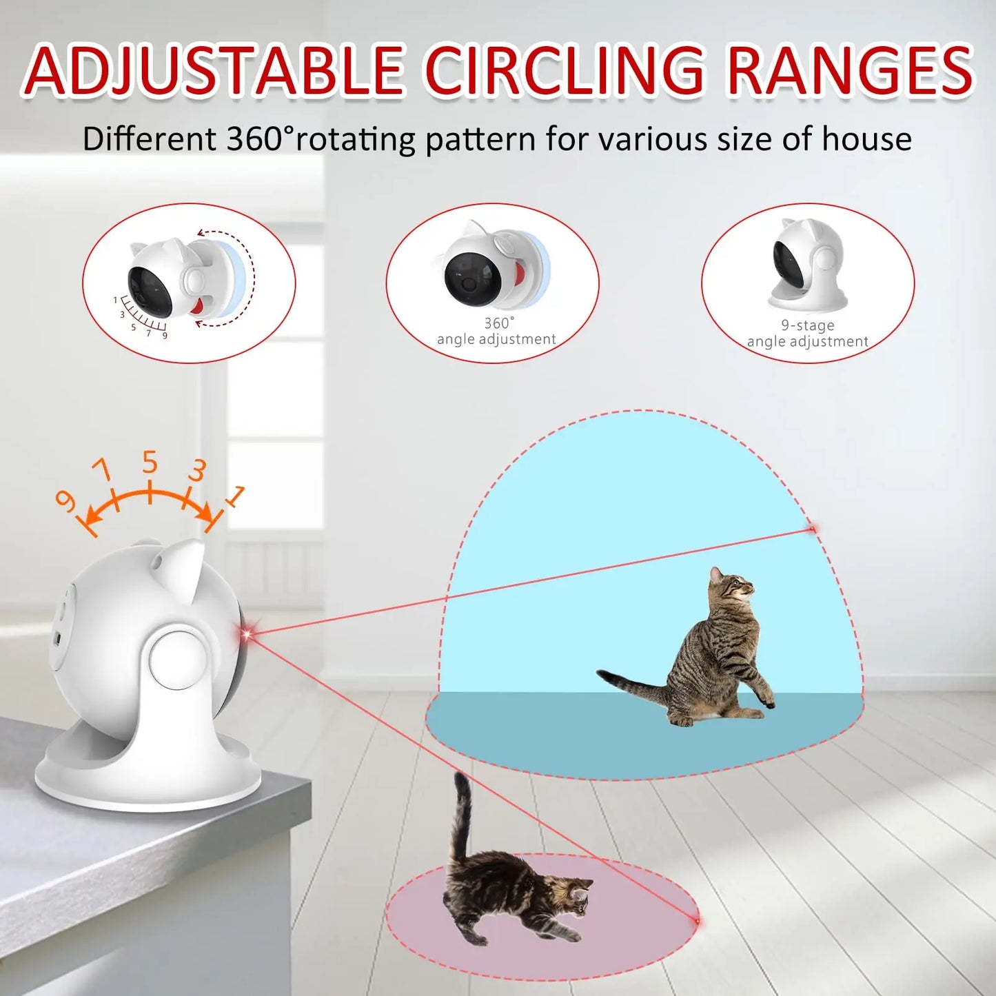 Automatic Rechargeable Cat Laser Toy: Interactive Motion-Activated Indoor Pet Toy with Slow & Fast Modes