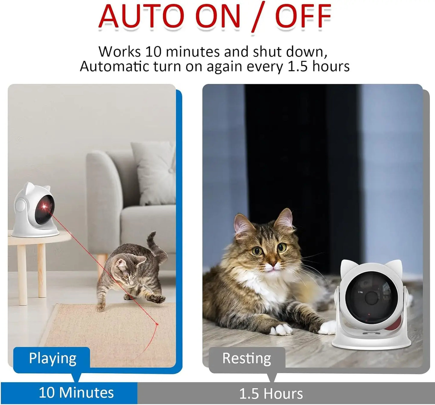 Automatic Rechargeable Cat Laser Toy: Interactive Motion-Activated Indoor Pet Toy with Slow & Fast Modes